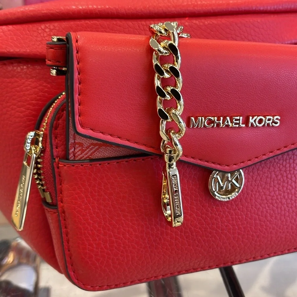 MICHAEL KORS Maisie Large Pebbled Leather 2-in-1 Sling Pack Dark Sangria NWT
